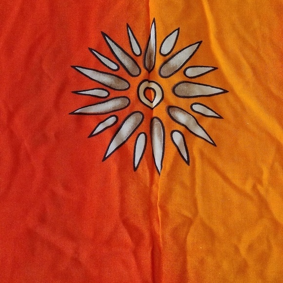 Orange Printed Scoop Neck Long Shift Dress, Sizes Small or Large - Picture 5 of 6